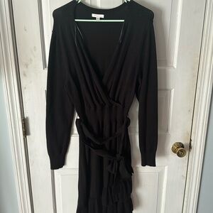 Lauren Conrad, black wrap sweater dress